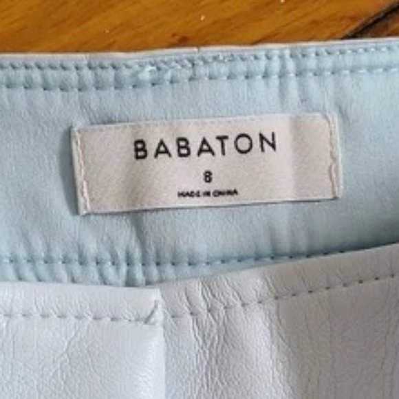 Aritzia Babaton Command Pant High Rise Straight Leg Trousers Faux Leather Disco - Picture 4 of 10